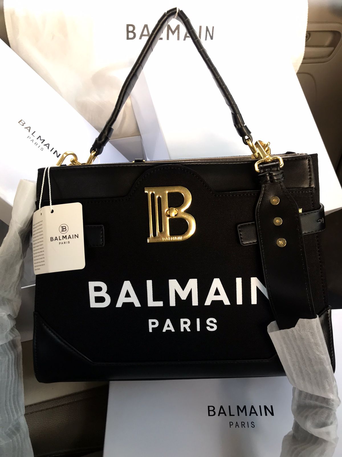 Balmain B-Buzz Top Handle Canvas Bag