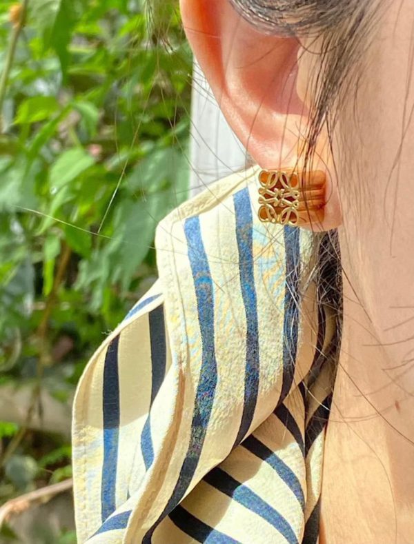 loewe gold plated sterling anagram stud earrings - Image 5